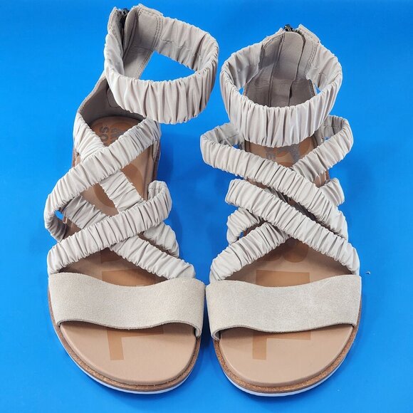 SOREL Women's Ella II Ankle Strap Sandals Stretch Strappy Suede Zip Gray - Picture 4 of 9